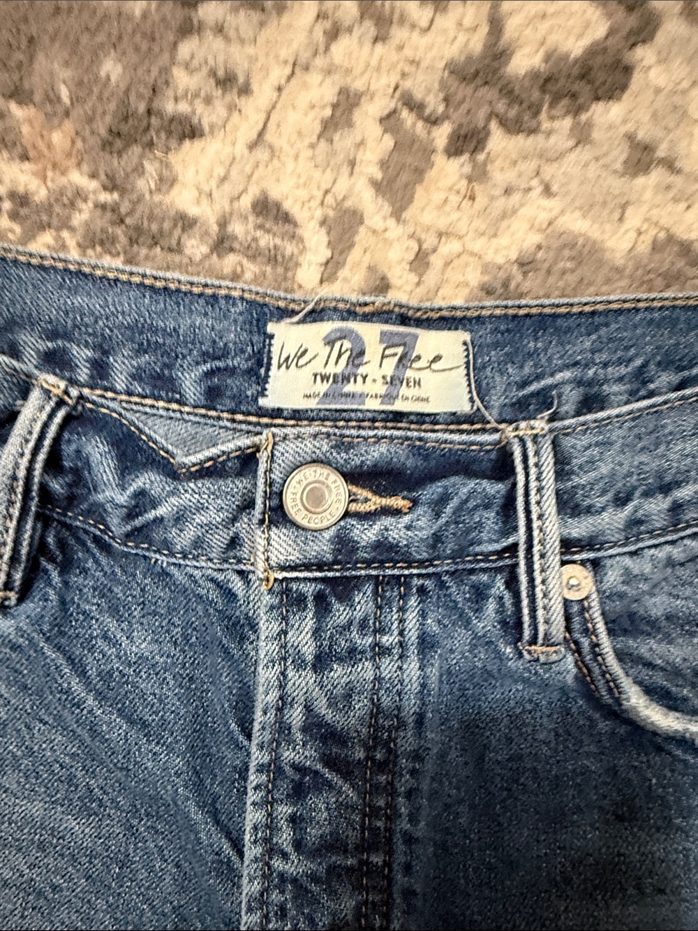 We The Free Distressed High-Rise Blue Denim Jean Shorts - Picture 2 of 3